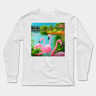 Flamingos in the Lake Long Sleeve T-Shirt